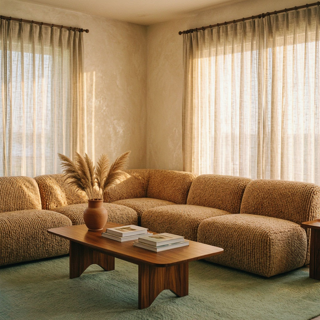 Sunlit interior with warm neutral tones