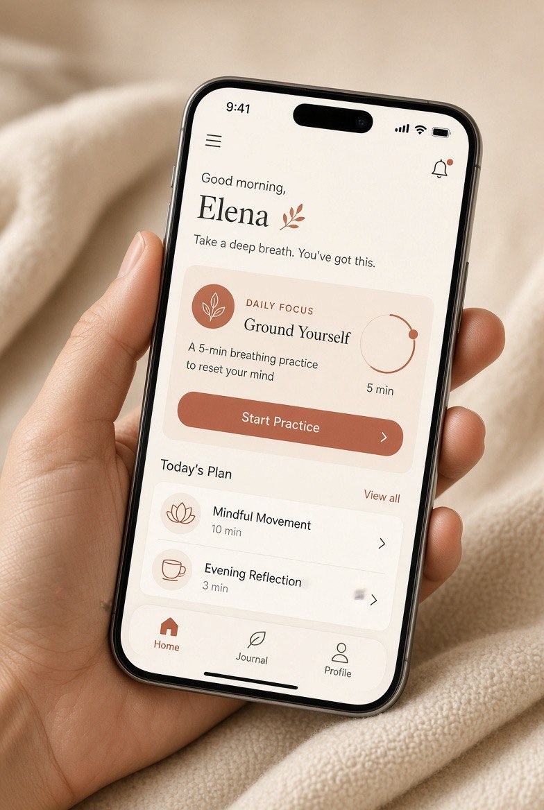 Mobile app interface on a phone