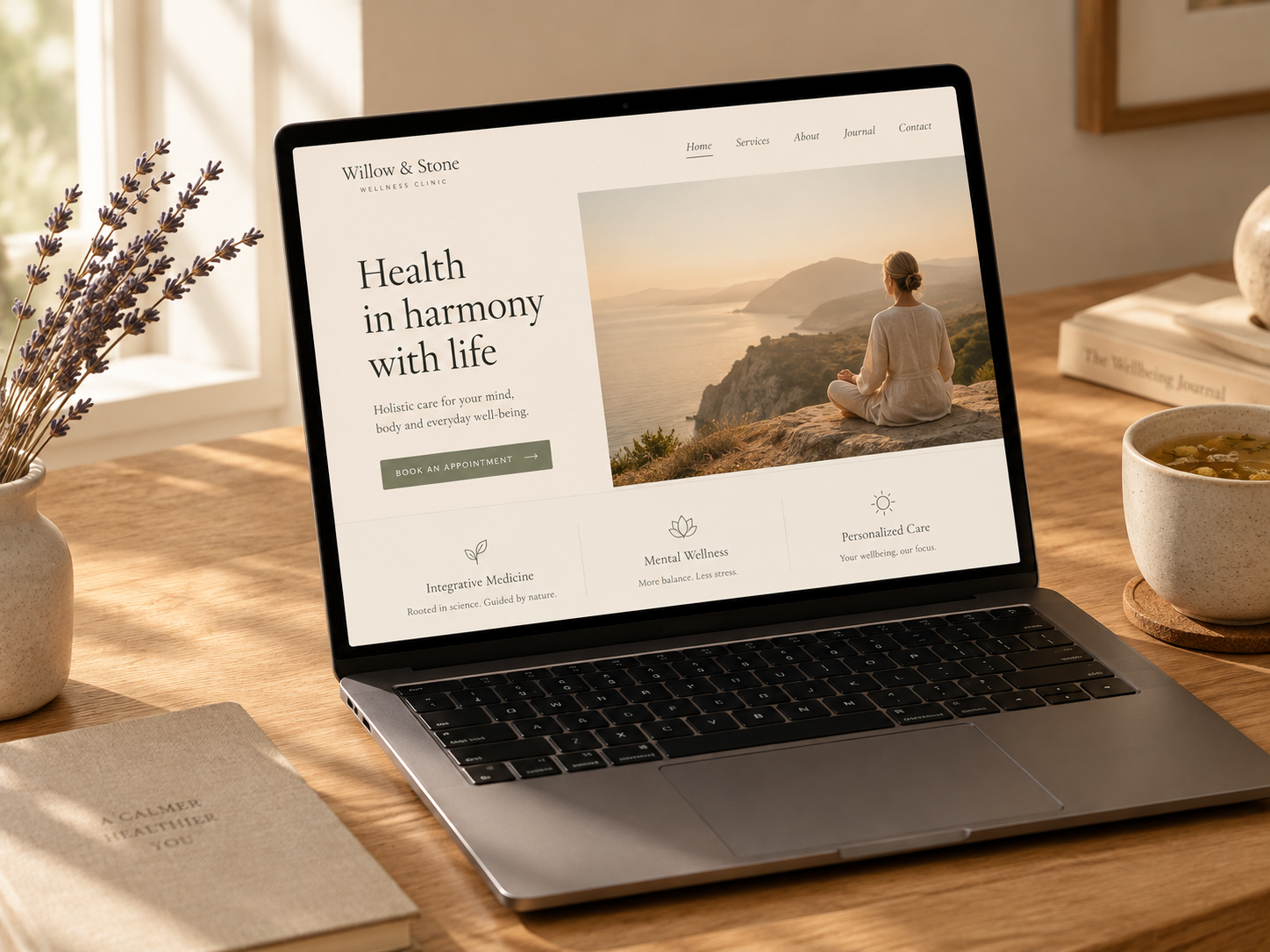 Website design displayed on a device